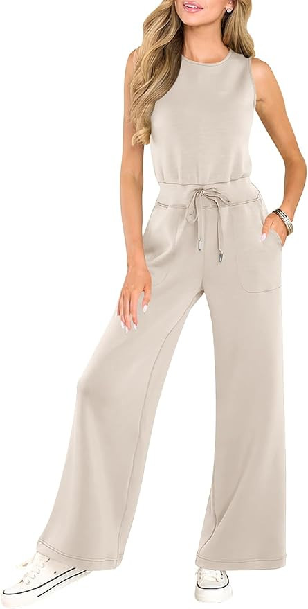 Caracilia Womens Jumpsuits Casual Dressy Rompers One Piece Wide Leg Pant Suit Summer 2024 Comfy J... | Amazon (US)