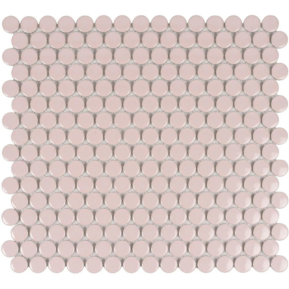 Pink Buttons Porcelain Penny Round Tile Sample | Tile Club