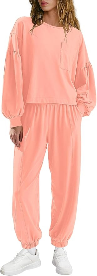 LAMISSCHE Womens Lounge Sets 2 Piece Outfits Matching Sets Long Sleeve Top Jogger Set Airport Tra... | Amazon (US)
