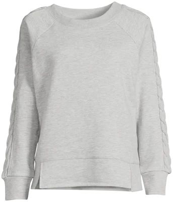 Time and Tru Women's Cable Sweatshirt - Walmart.com | Walmart (US)