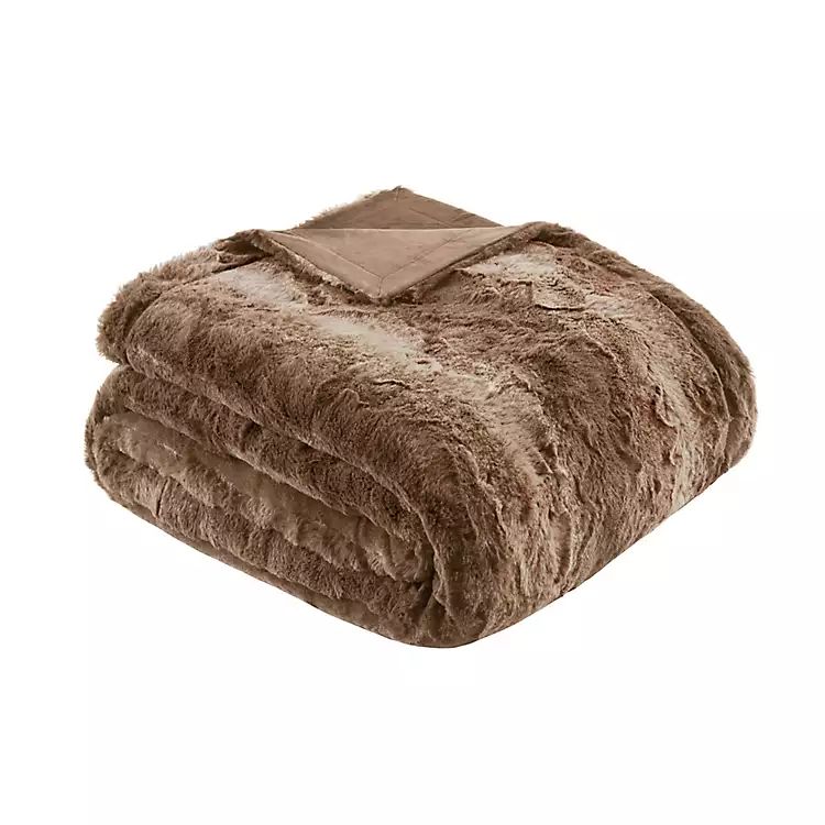 Tan Faux Fur Oversized Throw Blanket | Kirkland's Home
