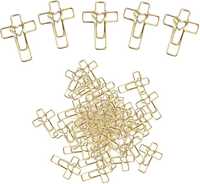50PCS Gold Heart Cross Paper Clips, Patented Design Bible Study Supplies, Mothers Day Teacher App... | Amazon (US)