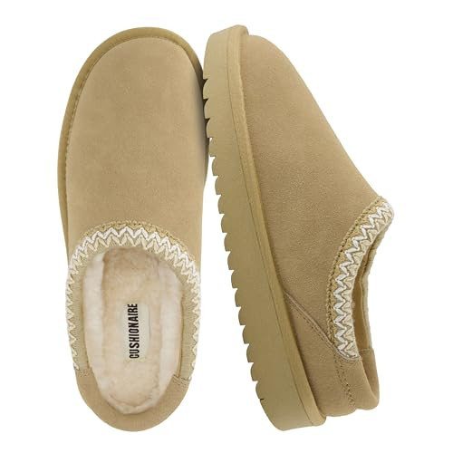 CUSHIONAIRE Keto Womens Slippers- Genuine Suede Cozy & Stylish, Memory Foam & Faux Shearling Winter Slippers for Women BISCUIT 9W | Amazon (US)