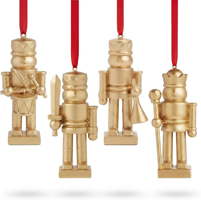 TwoDays Vintage Gold Christmas Nutcracker Ornaments 4 Pcs | Amazon (US)