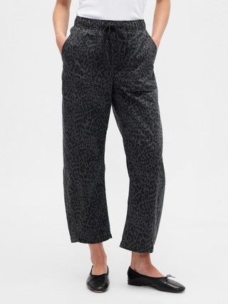 Mid Rise Print Pull-On Barrel Jeans | Gap Factory