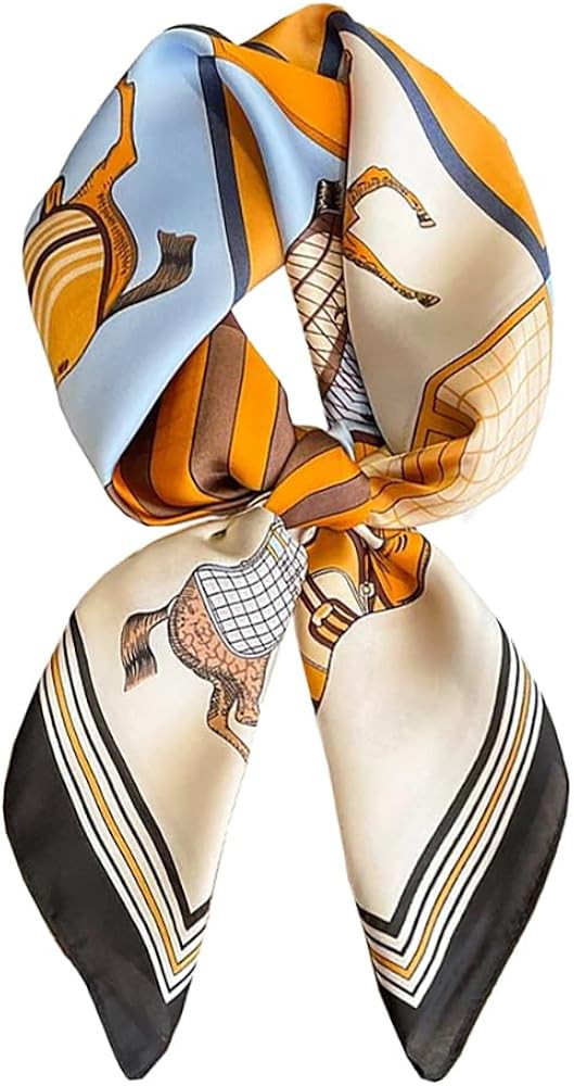 100% Silk Square Scarf for Hair-25.6" Women Men Neckerchief & Headscarf | Amazon (US)