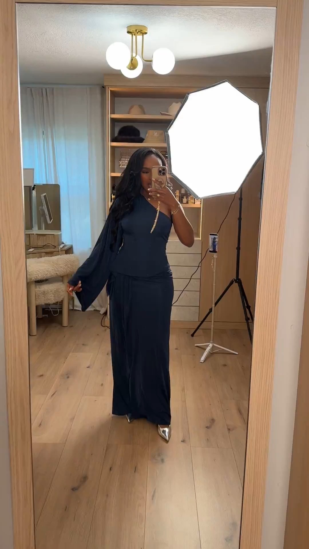 ✨ Meshki Navy Skirt Set — This one-shoulder draped top paired with the flowy skirt creates the most elegant, soft-movement silhouette. The fabric lays beautifully and gives that effortless luxe vibe without trying too hard.

Perfect for holiday parties, evening dinners, and winter events.

📏 Sizing: Wearing size Small in both pieces.

Meshki skirt set outfit idea, navy evening set, winter event outfit inspiration, holiday party look.

Follow me on Instagram and YouTube @kirasfashionfinds

#LTKvlog #LTKHoliday