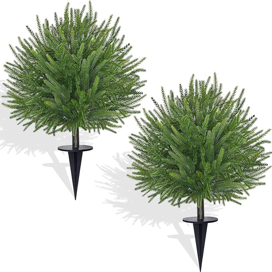 2 Pack 24'' Artificial Plants Topiary Ball Trees, Realistic Topiary with Spike Fake Bushes Faux S... | Amazon (US)