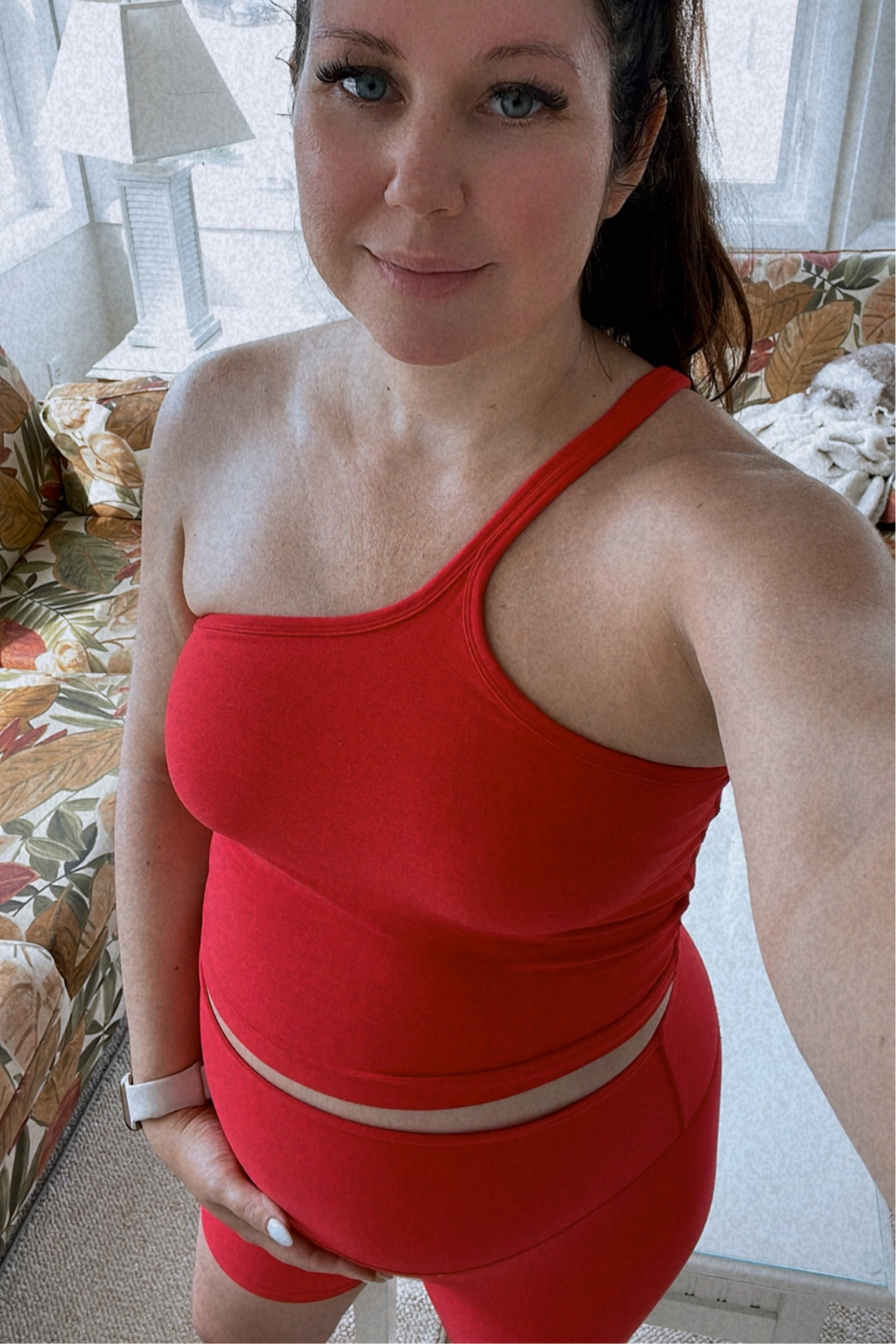 Red workout set, red biker shorts, red workout top, bump friendly

#LTKfitness #LTKbump #LTKSeasonal