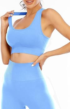 Workout Sets for Women 2 Piece High Waisted Seamless Leggings with Padded Stretchy Sports Bra Set... | Amazon (US)