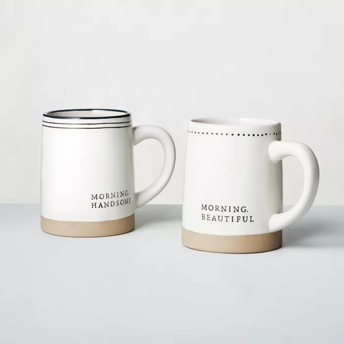 2pk 'Morning Handsome' + 'Morning Beautiful' Stoneware Mug Set - Hearth & Hand™ with Magnolia | Target