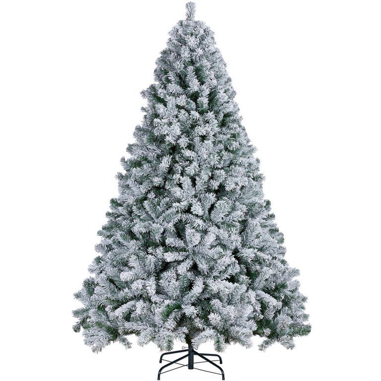Easyfashion 7.5 Ft Frosted Artificial Christmas Tree with Stand, Green - Walmart.com | Walmart (US)