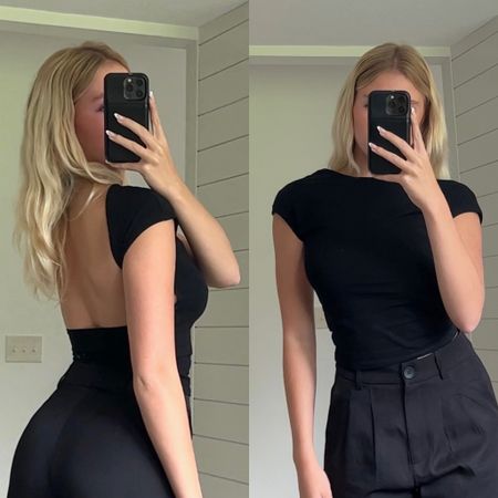 The viral backless Amazon top! Wearing size small. SO CUTE, but definitely a going-out top + not one you should wear for physical tasks, as it does slip a bit from the shoulders with more intense movement. 

#LTKU #LTKSeasonal #LTKunder50