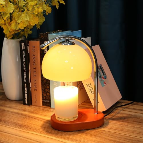 FCTWAKS Mid Century Milk Glass Candle Warmer Lamp with Timer & Dimmer, Mothers Day Birthday Gifts for Women Mom, House Warming Gifts New Home, Wax Warmer Lamp for Bedroom Decor with 2 Bulbs | Amazon (US)