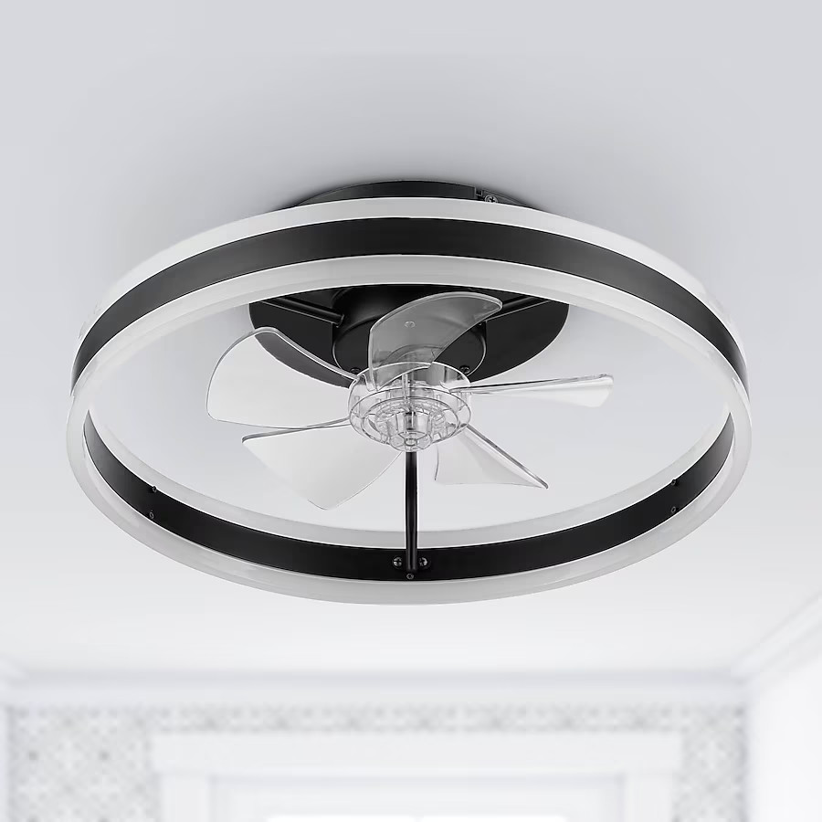 Harbor Breeze Edenmore 20-in Color-Changing Integrated LED Flush Mount Matte Black with Clear Bla... | Lowe's