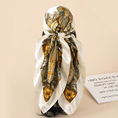 Women's Paisley Printed 90cm Four Seasons Bandana, Headscarf, Bohemian-Style Silk Scarf For Daily Use Bandana,Hair Band,Head Band Ideal For Dressing U | SHEIN