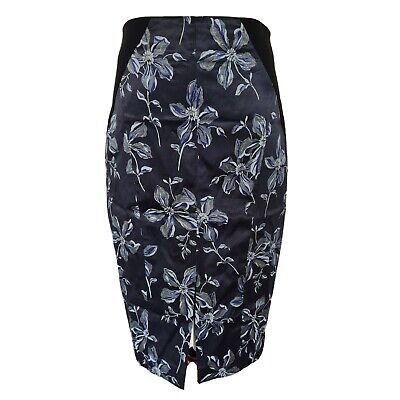 Cue Womens Floral Satin Jacquard Pencil Knee Length Skirt Size 8 Black Corporate | eBay AU