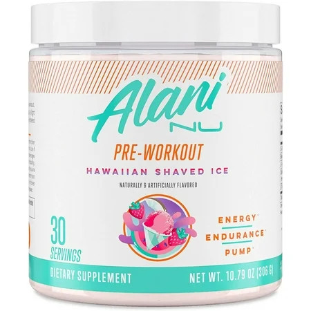 Alani Nu Pre-Workout Supplement Powder for Energy, Endurance, and Pump, Hawaiian Shaved Ice, 30 Servings | Walmart (US)