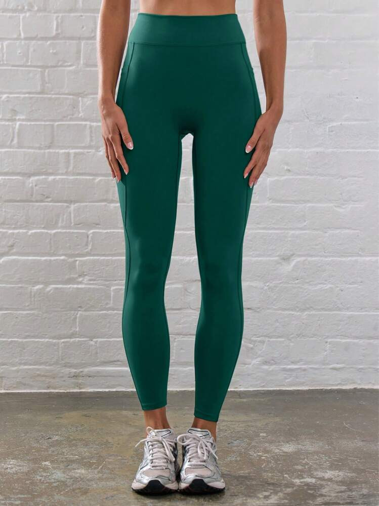 Musera Sport Ribbed High Waist Seam Detail Contour Ankle Active-Wear Leggings, Padel, Tennis, Pickleball Gym Fitness | SHEIN