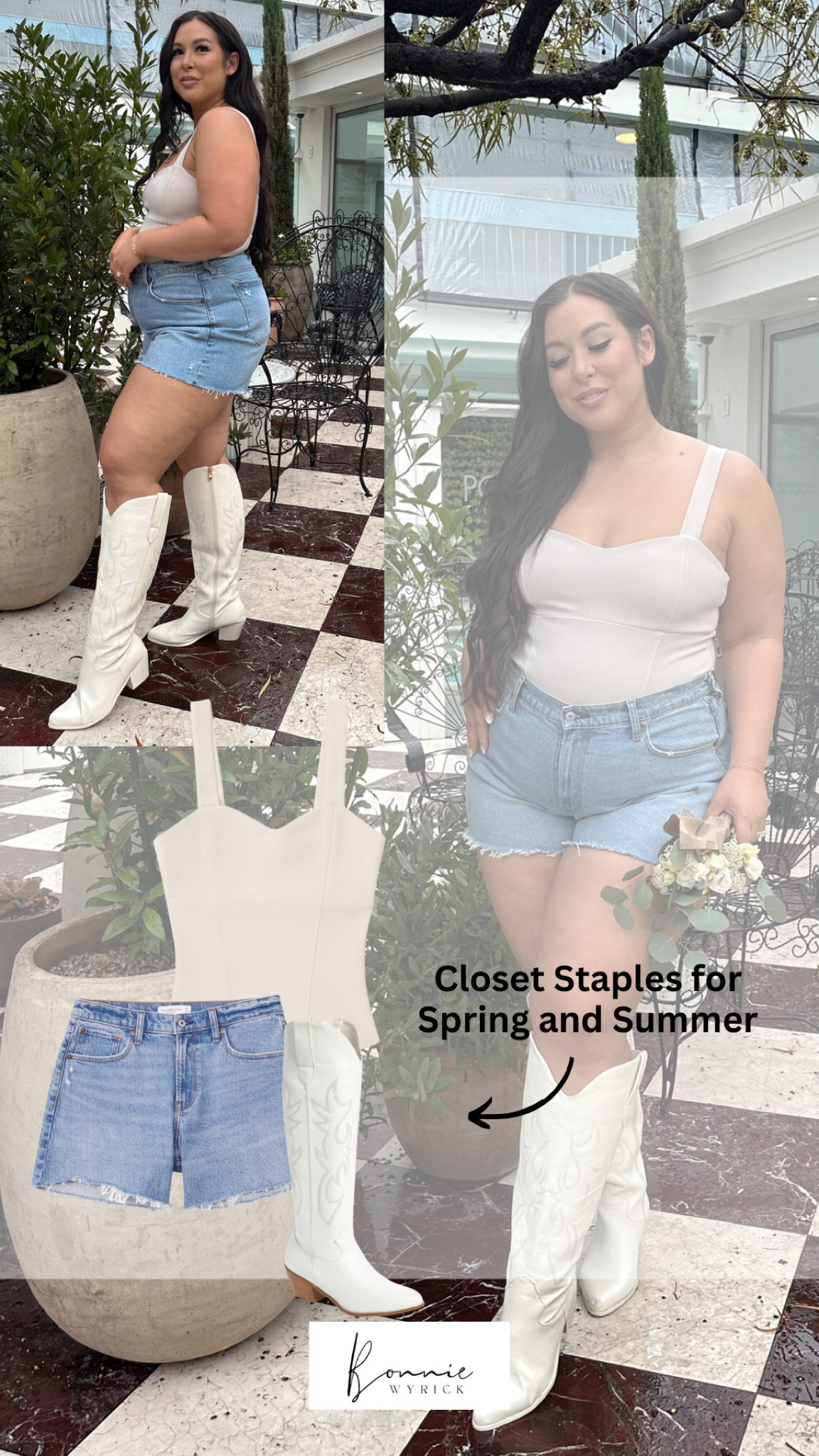 Chic and effortless spring OOTD ✨ White Cowgirl Boots | Curvy Denim | Midsize Bodysuit | Summer Outfit Ideas | Brunch Outfit | Spring OOTD

#LTKstyletip #LTKcurves #LTKshoecrush