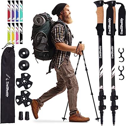 TrailBuddy Trekking Poles - Lightweight, Collapsible Hiking Poles for Backpacking Gear - Pair of ... | Amazon (US)