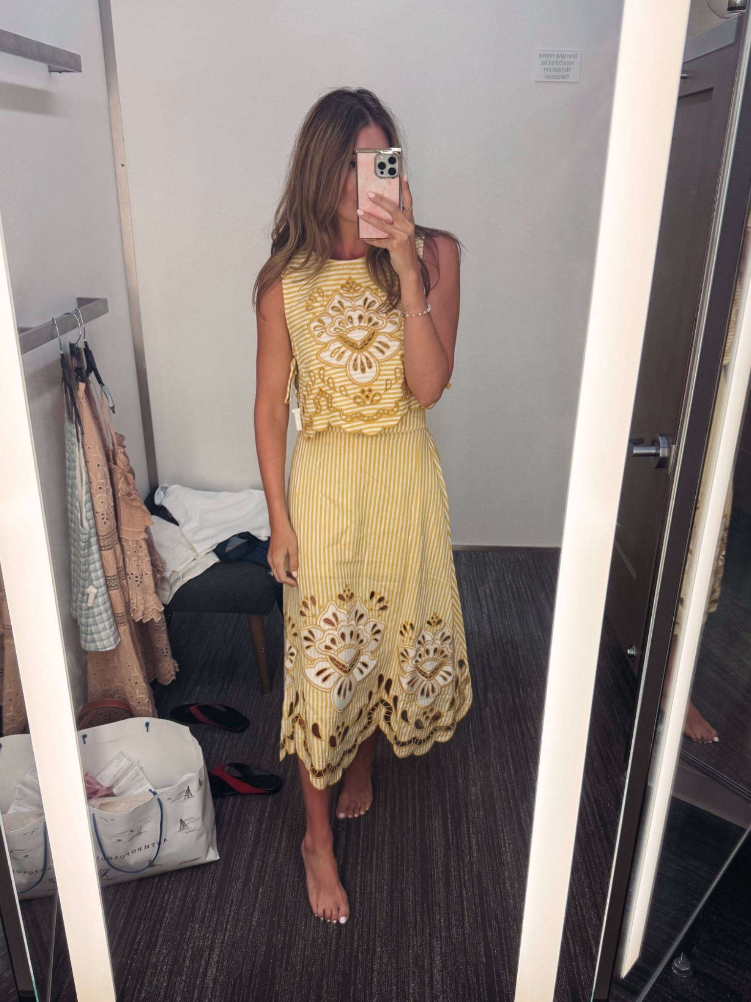 Medium in top, XS in skirt