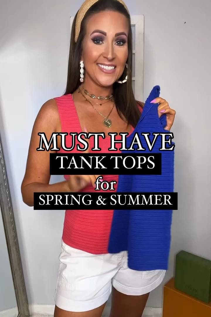 BZB Women's Ribbed Square Neck Tank Top - Sleeveless Slim Fit Knit Shirt, Summer 2024 Casual Top