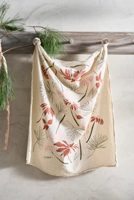 Poinsettia + Greens Dish Towel | Terrain