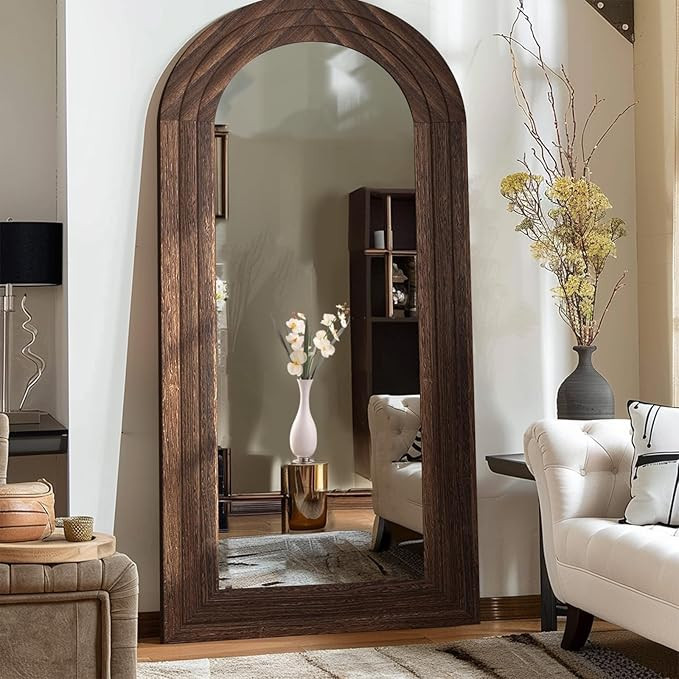 ZHUNFA Arched Full Length Mirror with Solid Wood Frame, 71x32 Farmhouse Wall Mounted Floor Mirror... | Amazon (US)