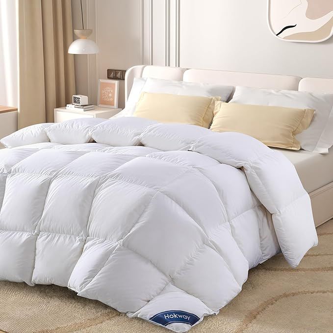 Hokway Luxury Goose Feather Down Comforter California King Premium White Down Duvet Insert - Ultr... | Amazon (US)