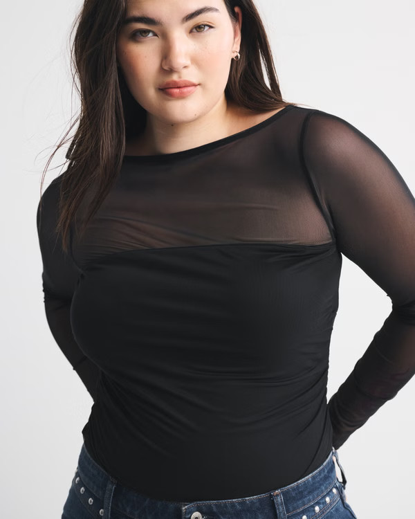 Women's Bra-Free Long-Sleeve Open-Back Hardware Bodysuit | Women's Tops | Abercrombie.com | Abercrombie & Fitch (US)