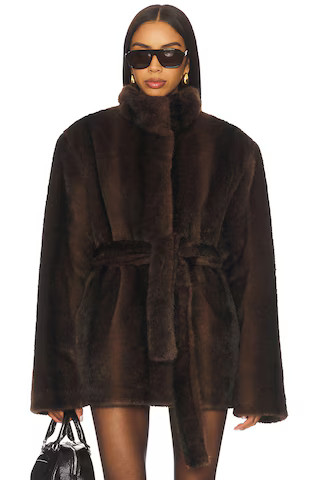 Lovers and Friends x Christina Elezaj Andrea Faux Fur Jacket in Dark Brown from Revolve.com | Revolve Clothing (Global)