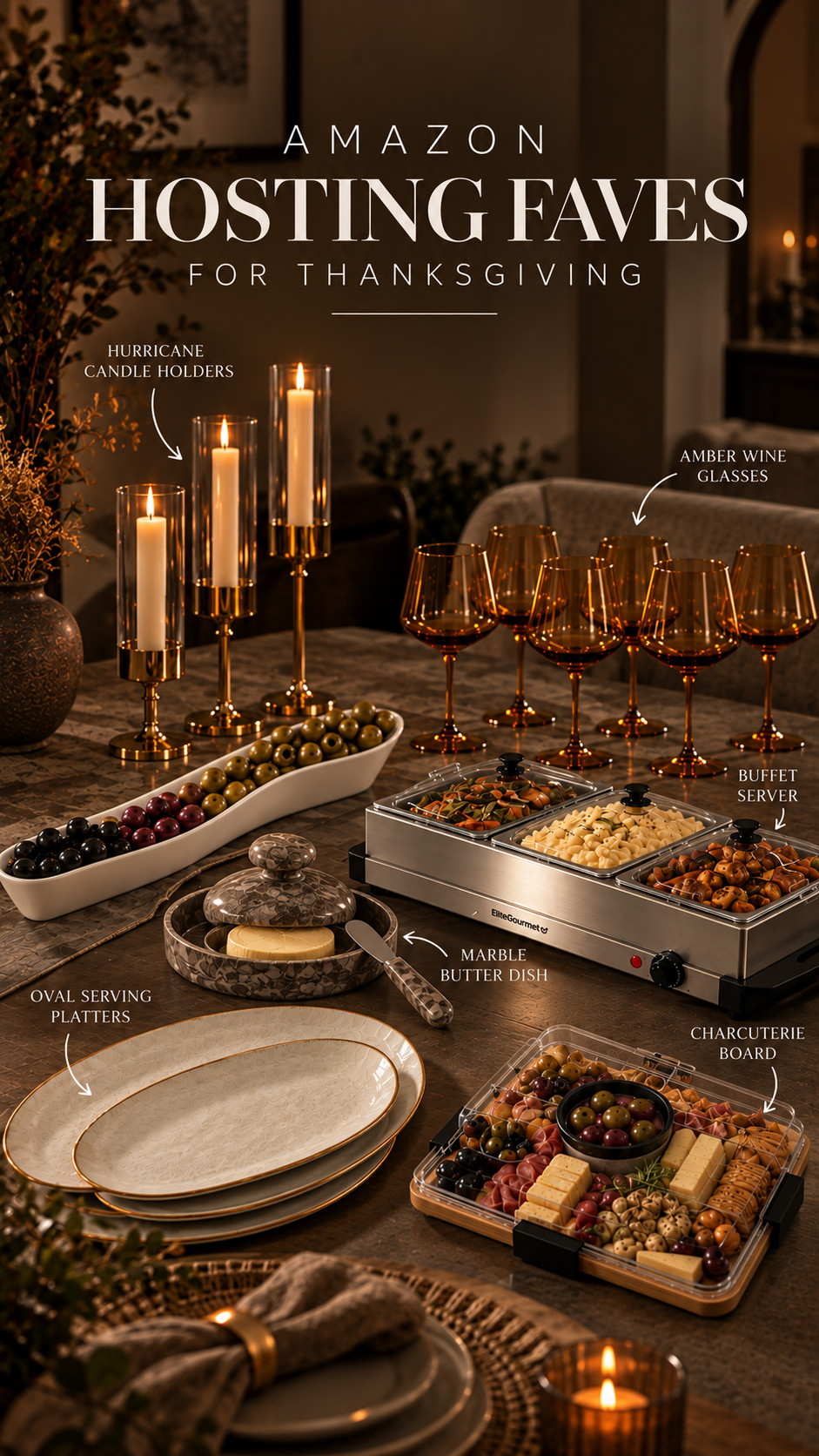 Thanksgiving hosting, but make it elevated 🤎 A few Amazon favorites for creating a warm, luxe tablescape, from amber glassware and hurricane candle holders to beautiful serveware and entertaining essentials. The perfect mix of moody, timeless, and functional for hosting season✨

#LTKHome #AmazonHome #ThanksgivingHosting #ThanksgivingDecor #HostingEssentials #Tablescape #AmazonFinds 

 #LTKSeasonal #LTKHome