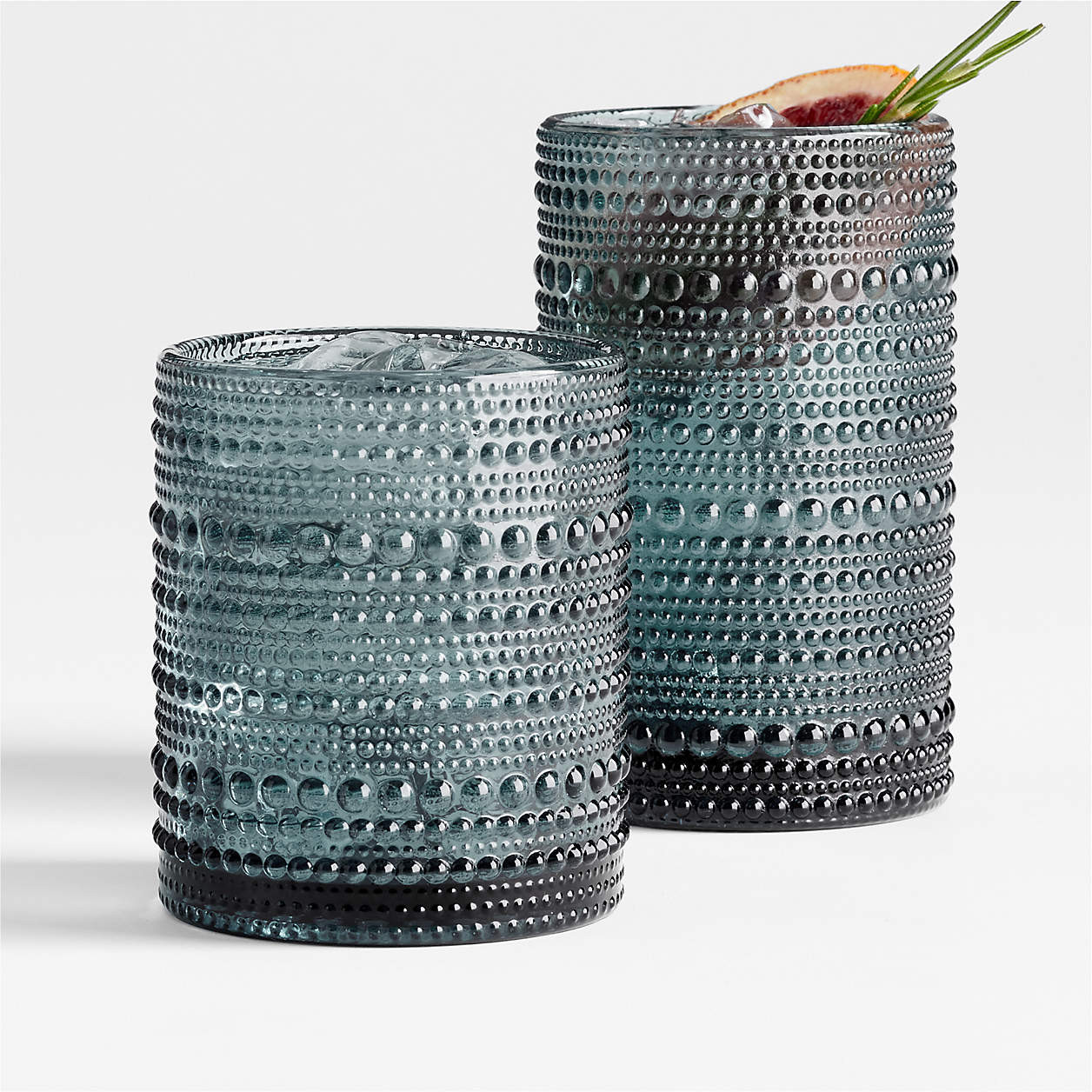 Alma Blue Vintage Double Old-Fashioned Glass + Reviews | Crate & Barrel | Crate & Barrel
