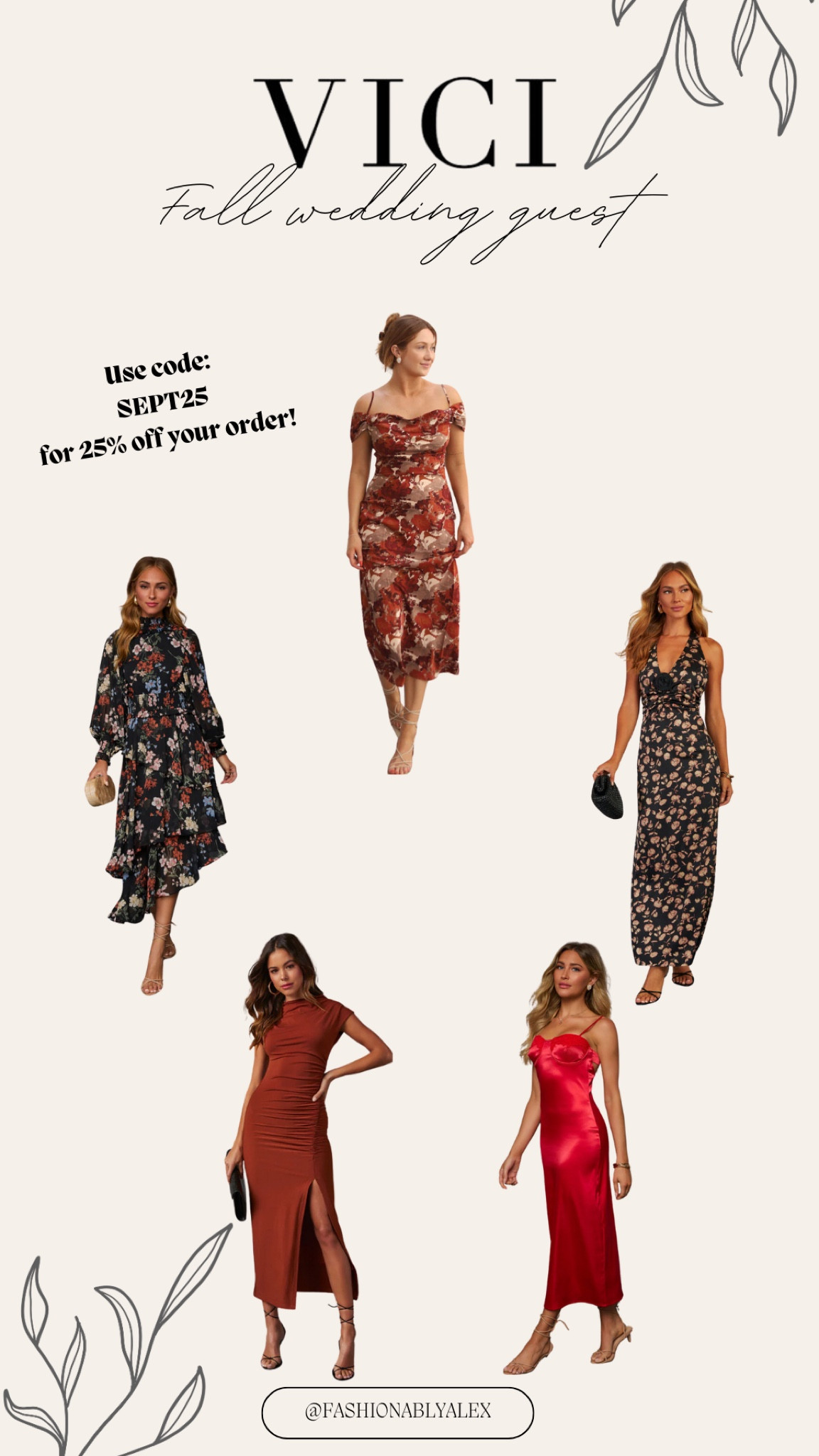 Fall wedding guest dresses from Vici! Use code: SEPT25 for 25% off your order! 

#LTKSeasonal #LTKFindsUnder100 #LTKWedding