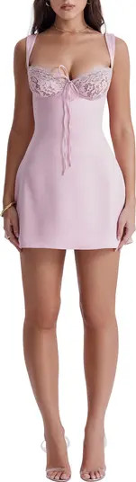 Adriana Lace Inset Satin Minidress | Nordstrom