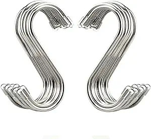 Evob 20 Pack 3.4" S Shaped Hooks Stainless Steel Metal Hangers Hanging Hooks for Kitchen, Work Sh... | Amazon (US)