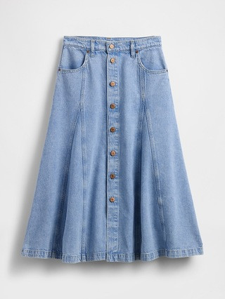 Denim Seamed Button-Front Maxi Skirt | Gap (US)