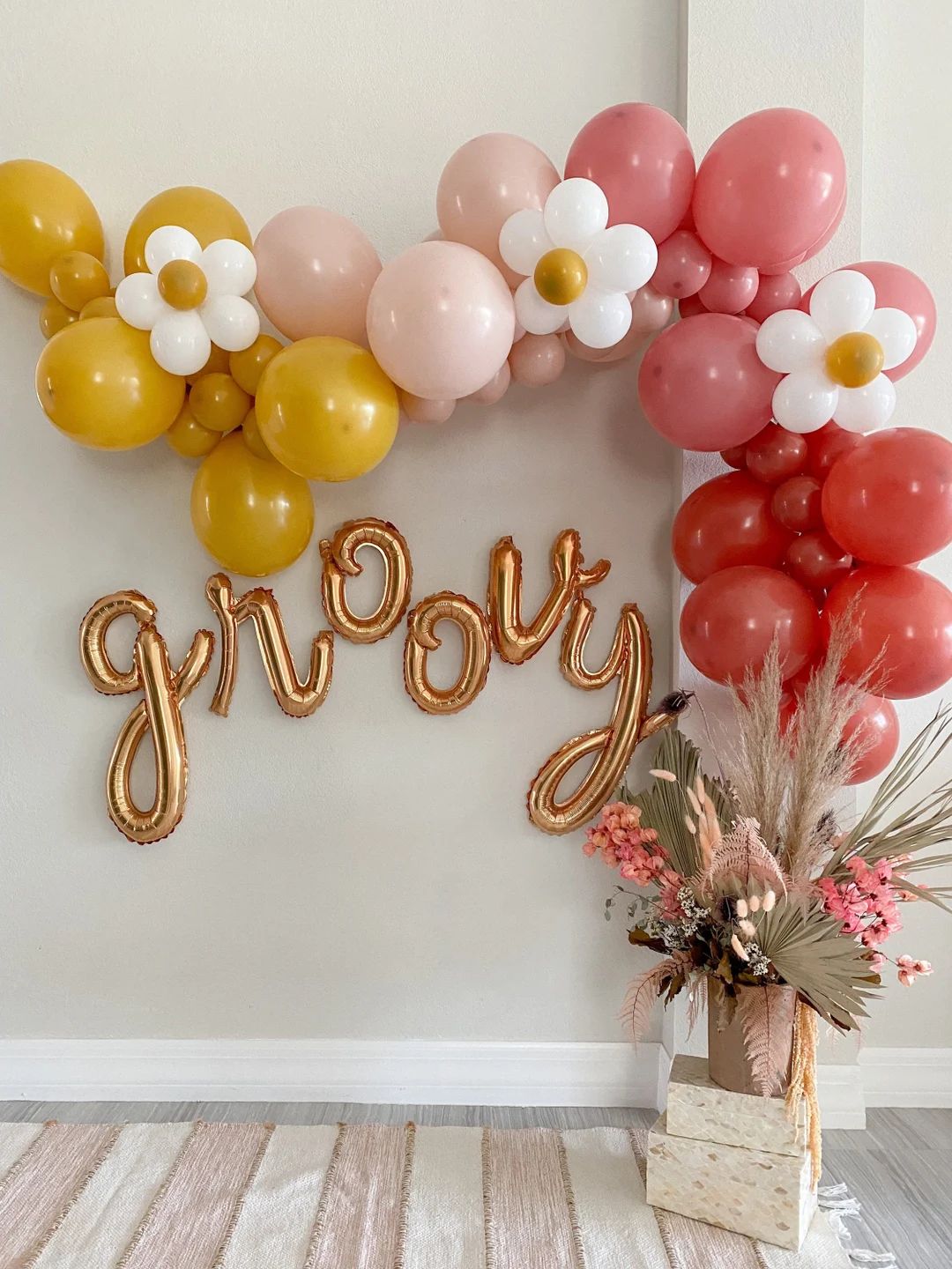 Groovy Balloon Garland Kit Daisy Balloon Garland Groovy One Two Groovy Party Retro Party Boho Dai... | Etsy (US)
