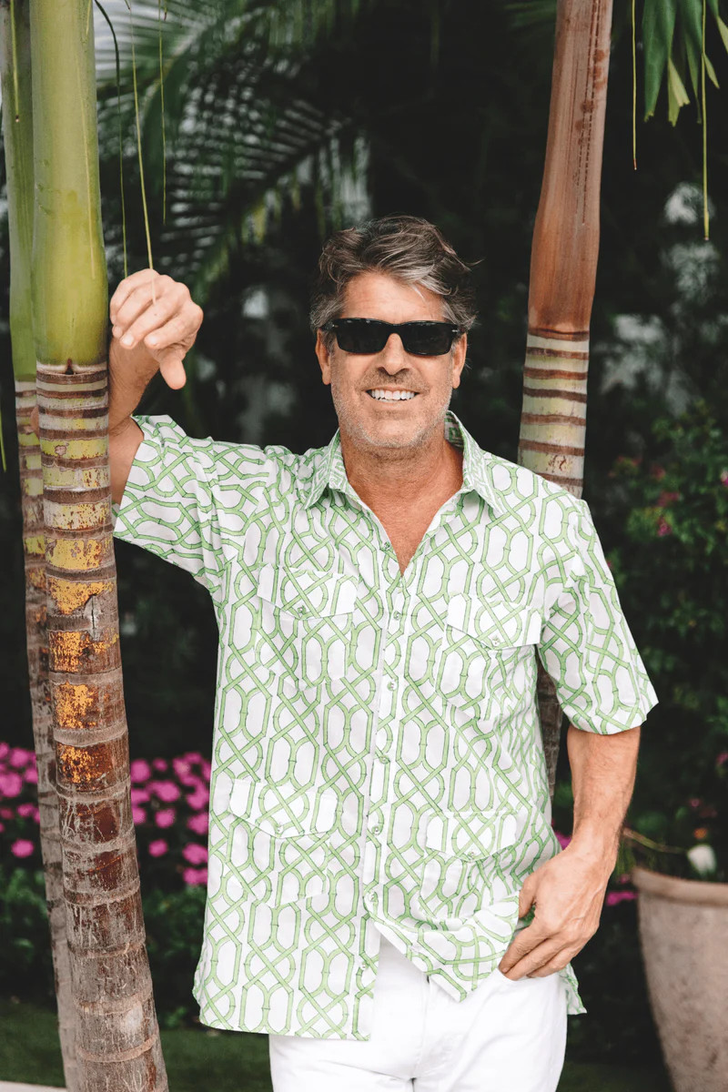 SS Cabana Shirt | Key Lime Bamboo | SUE SARTOR