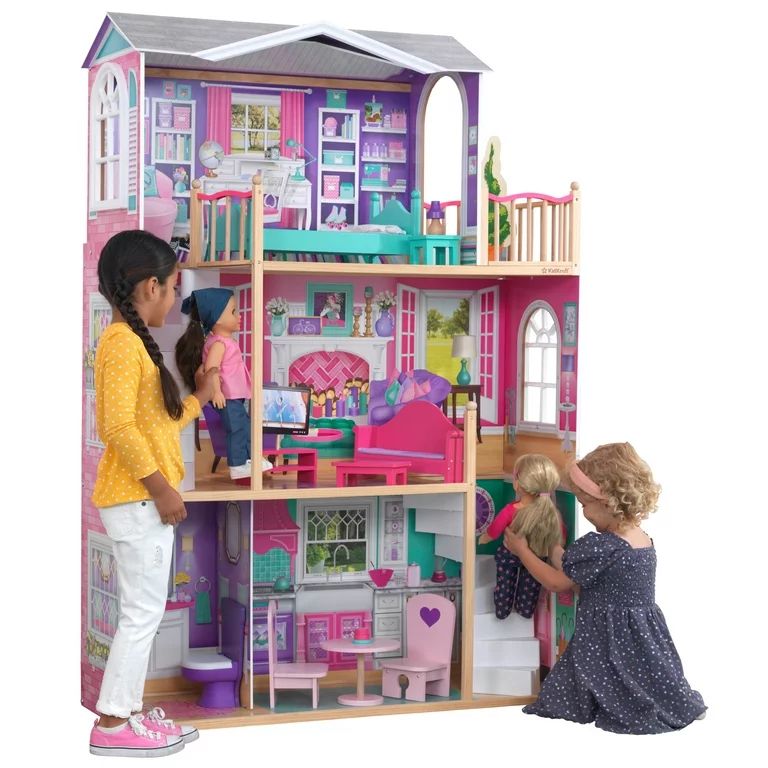 KidKraft 18-inch Wooden Dollhouse Doll Manor, over 5 feet Tall, with 12 Pieces, Assembly Required | Walmart (US)