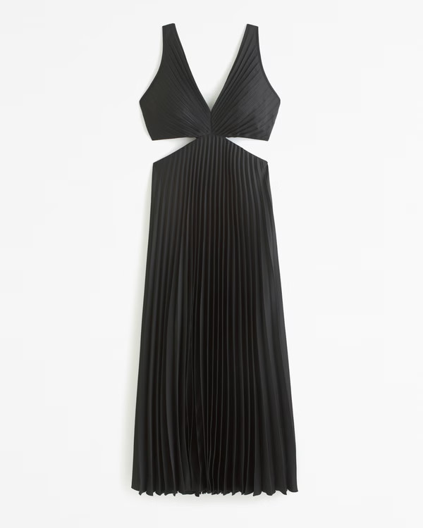 Women's The A&F Giselle Pleated Cutout Maxi Dress | Women's Dresses & Jumpsuits | Abercrombie.com | Abercrombie & Fitch (US)