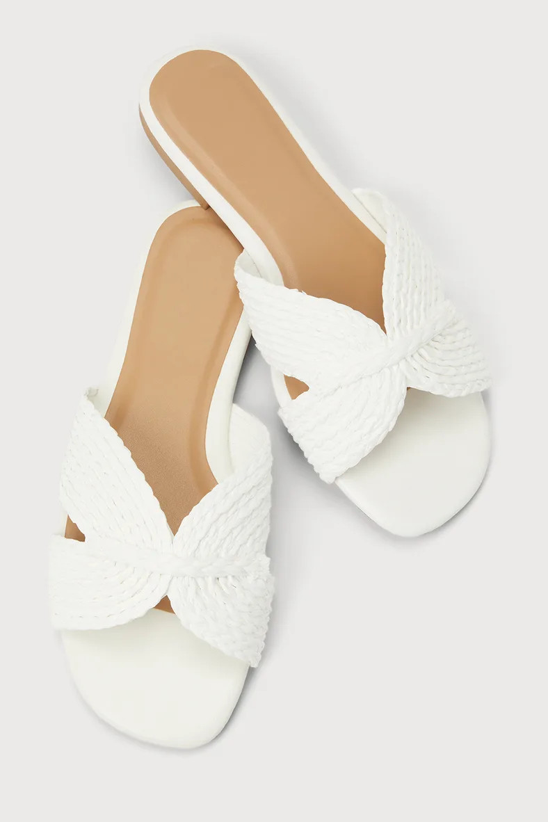 Eiko White Woven Slide Sandals | Lulus (US)