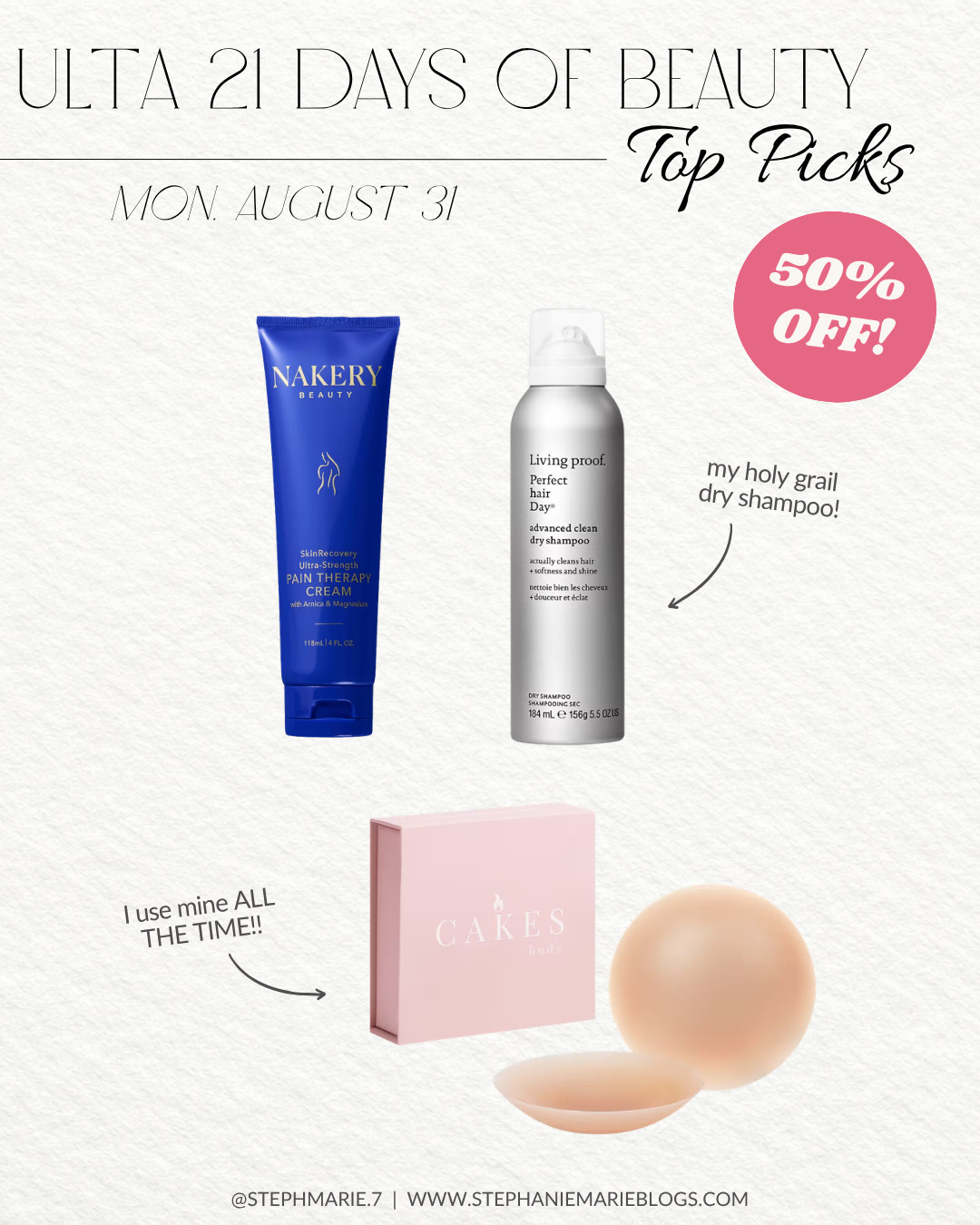 ULTA'S 21 DAYS OF BEAUTY SALE IS HERE ✨ These beauty favorites from Nakery Beauty, Living Proof, and Cakes are 50% off today only!  

 #LTKOver40 #LTKSaleAlert #LTKBeauty