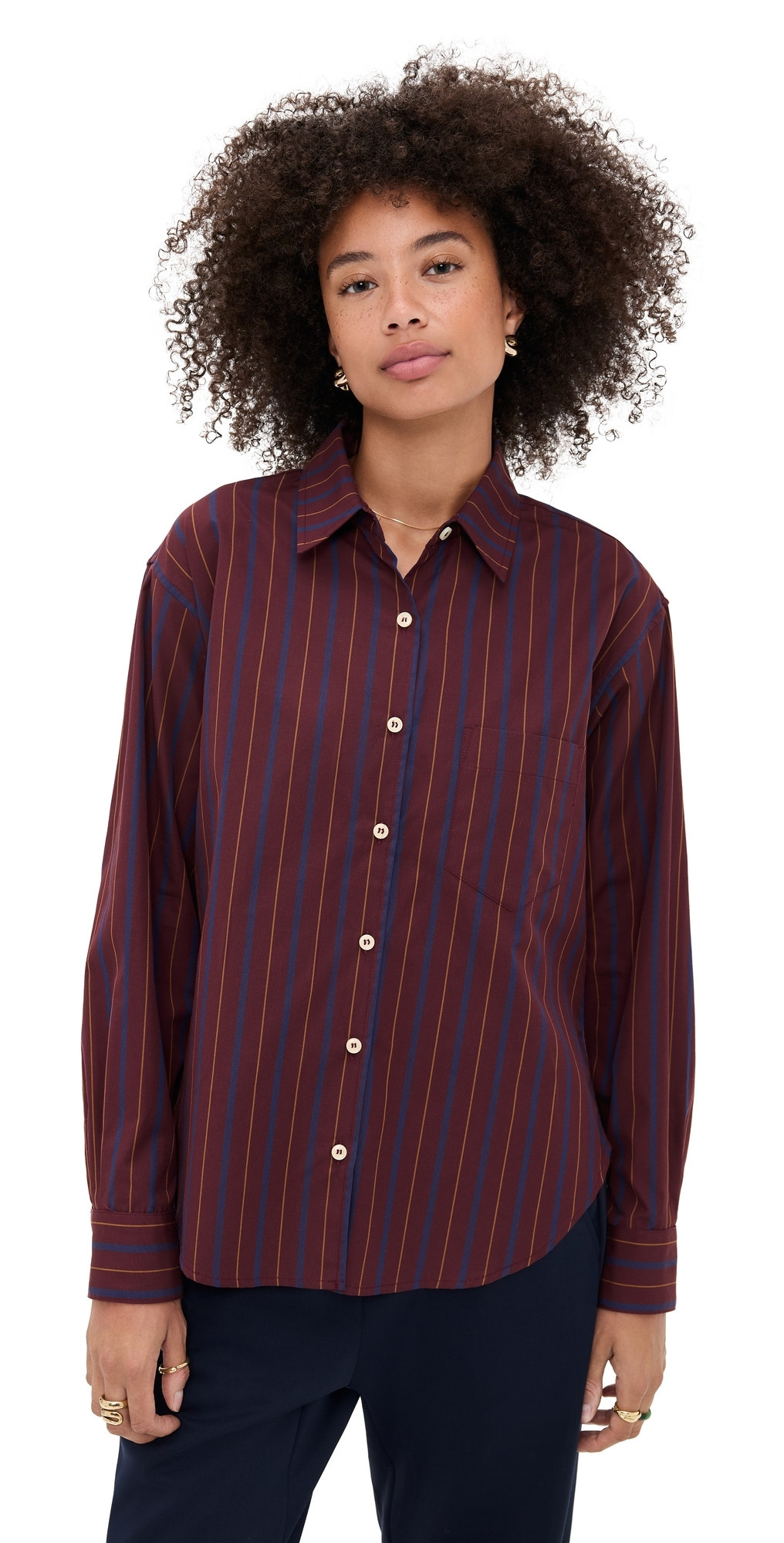 Jamie Haller The Weekend Shirt Oxblood Stripe XL | Shopbop
