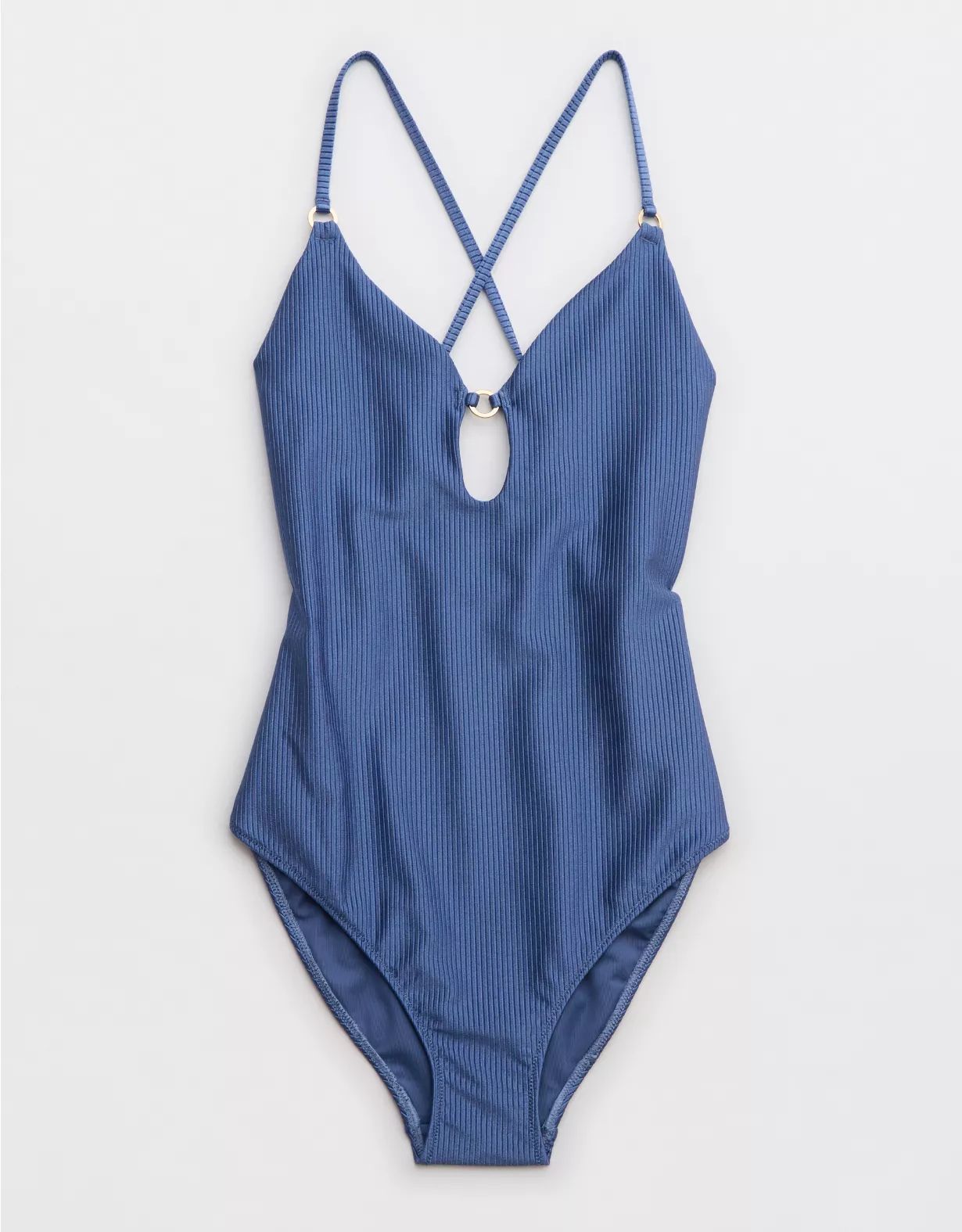 Aerie Shine Rib Keyhole One Piece Swimsuit | American Eagle Outfitters (US & CA)