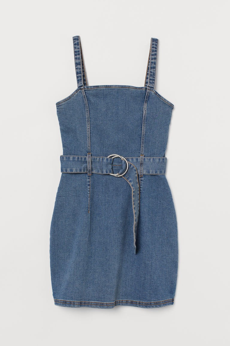 H & M - Denim Dress with Belt - Blue | H&M (US + CA)