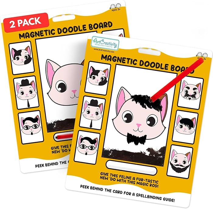 ArtCreativity Cat Magnetic Doodle Face - 2 Pack - Vintage Retro Toys, Travel Toys for Kids, Magne... | Amazon (US)