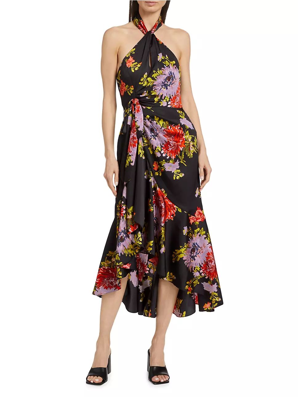 Josie Floral High-Low Halterneck Dress | Saks Fifth Avenue