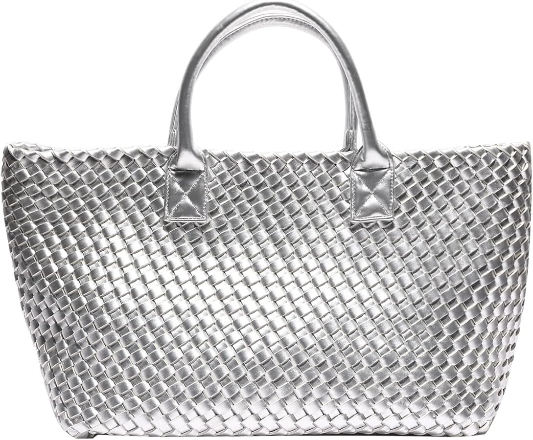 Woven Bag Shopper Bag Travel Handbags and Purses Women Tote Bag Large Capacity Shoulder Fashion B... | Amazon (US)